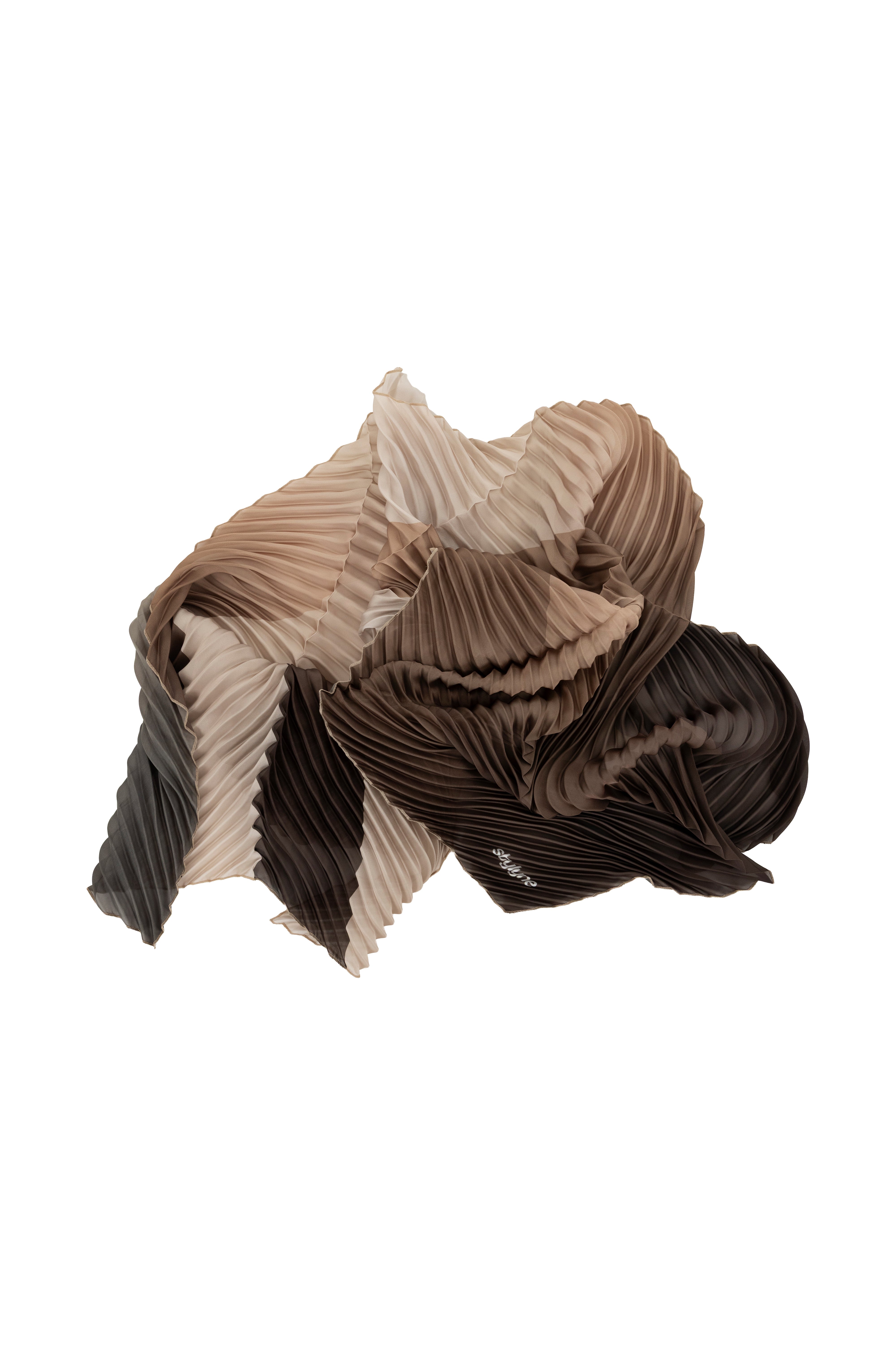 Mocha Long Pleated Scarf