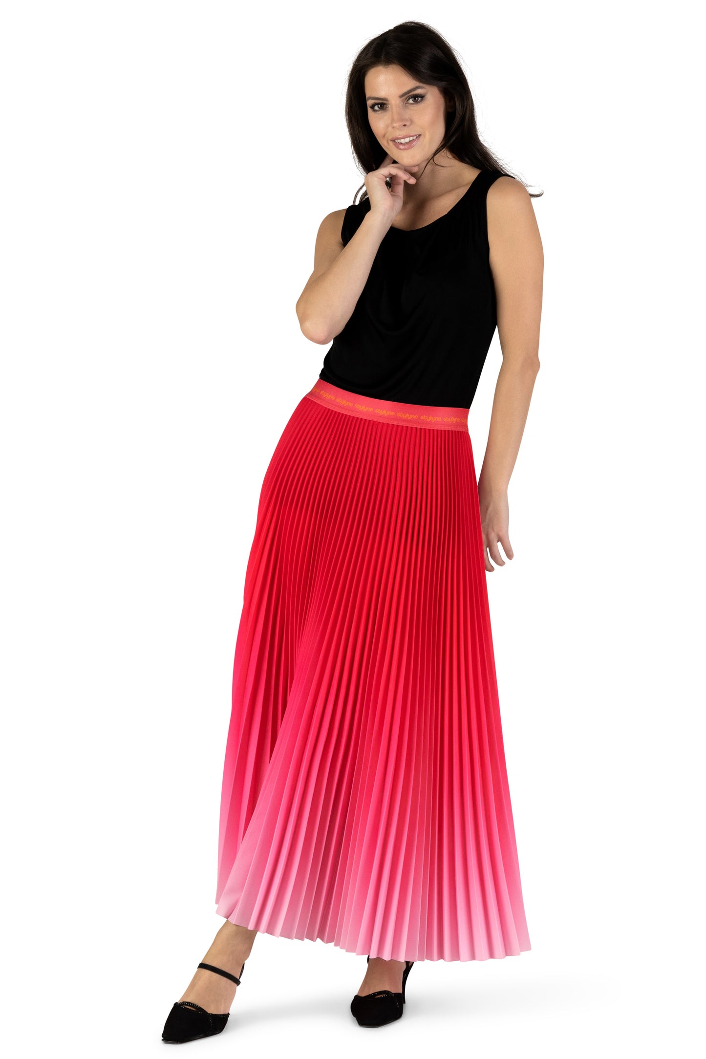Pony Pink Ombre Long Pleated Skirt