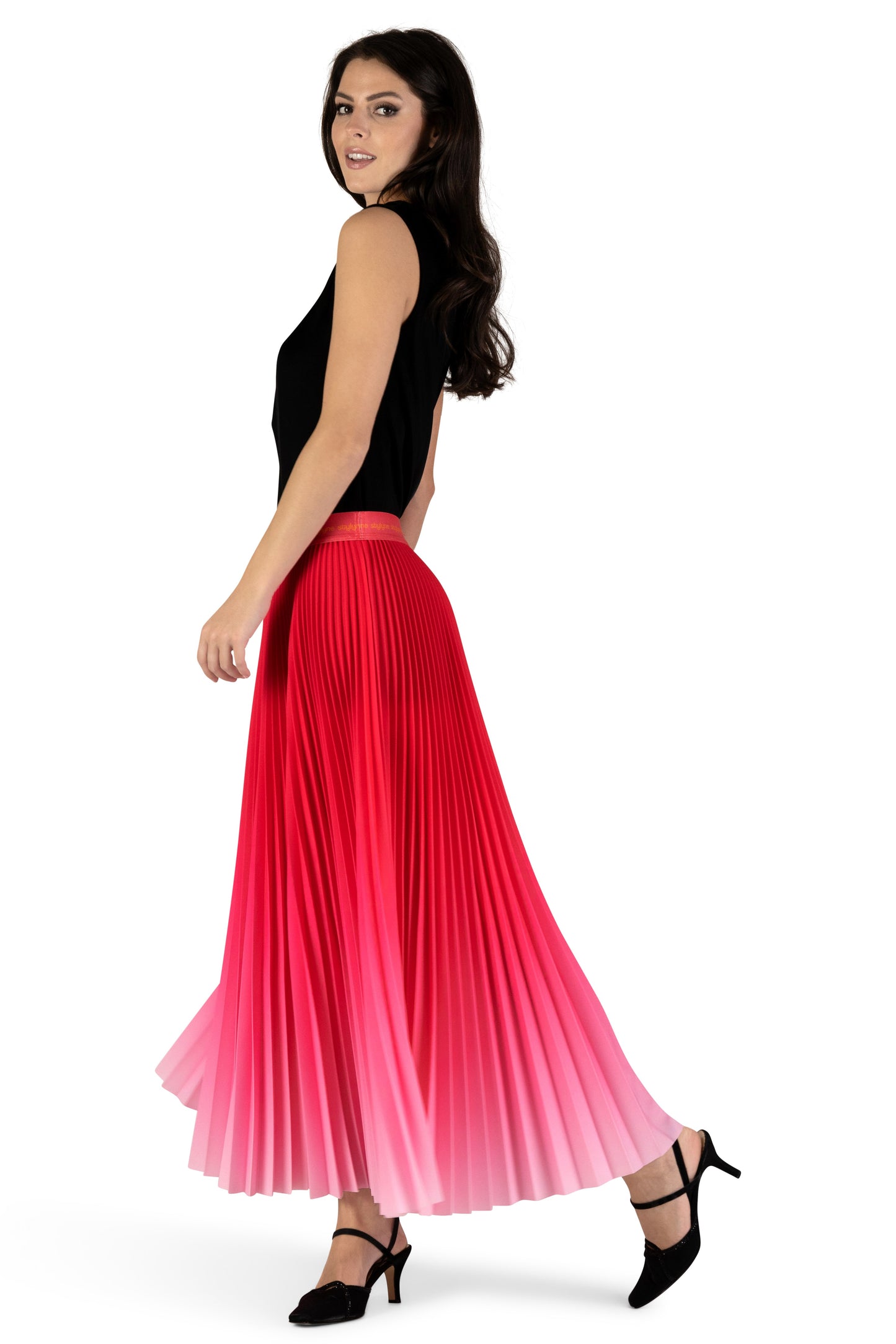 Pony Pink Ombre Long Pleated Skirt