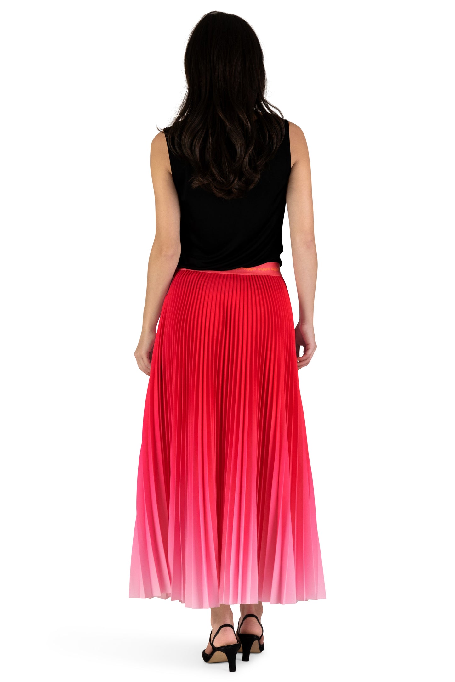 Pony Pink Ombre Long Pleated Skirt