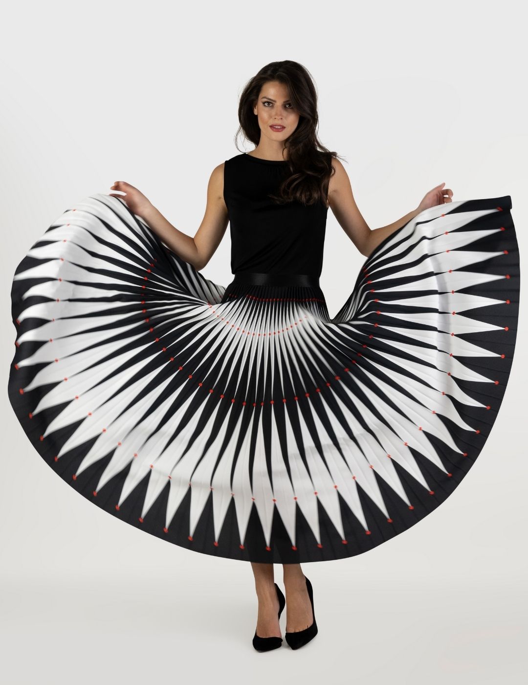 Harlequin Long Pleated Skirt