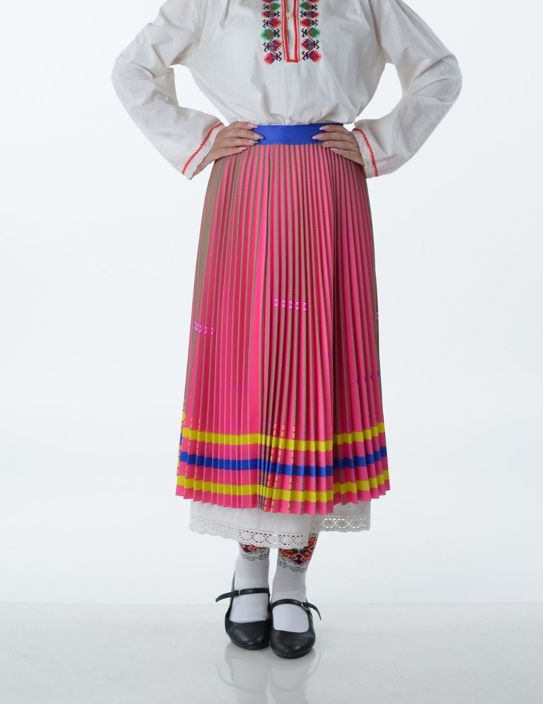 Bulgarian Pink Heritage Pleated Skirt