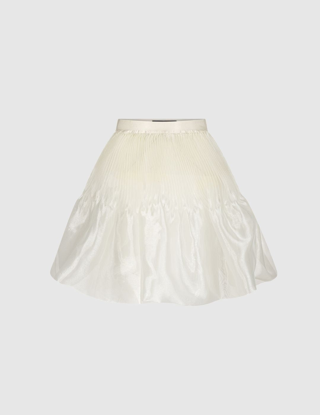 Blooming Pearl Sculptural Organza Transparent White Pleated Skirt