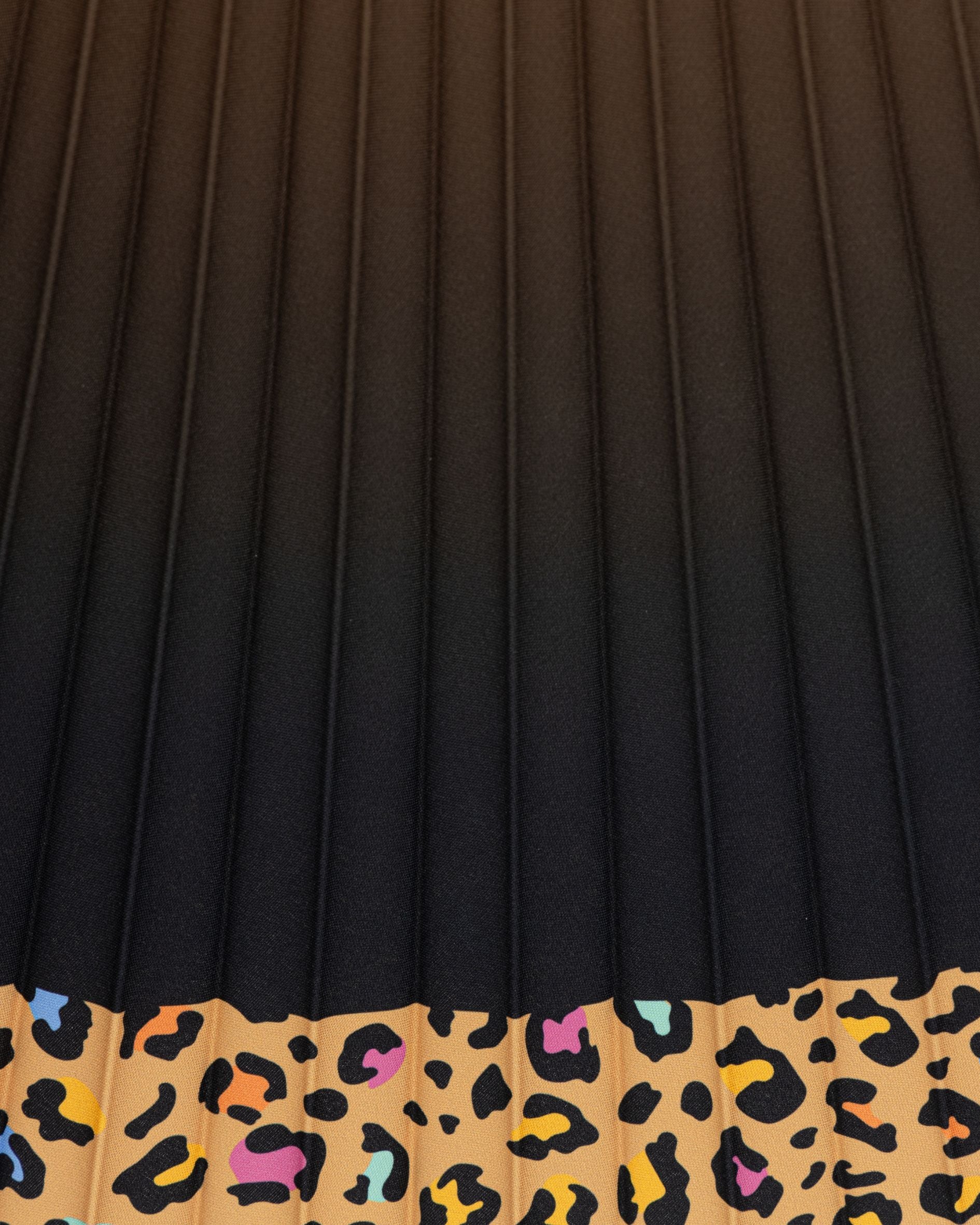 Beige Leopard Long Pleated Skirt