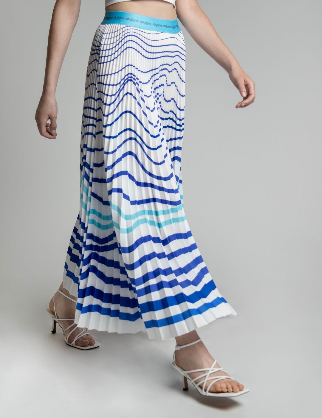 Arctic Ocean Long Pleated Skirt