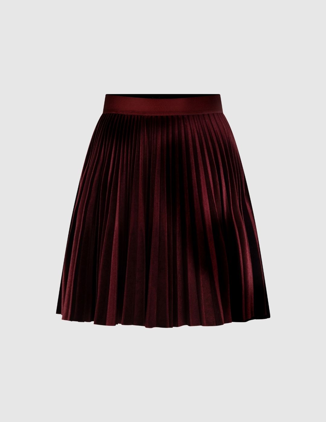 Merlot Crush Velvet Short Pleated Skirt