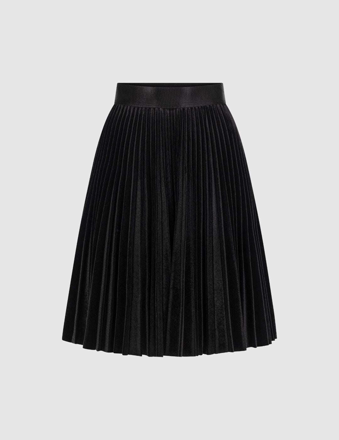 Midnight Shadow Velvet Short Pleated Skirt
