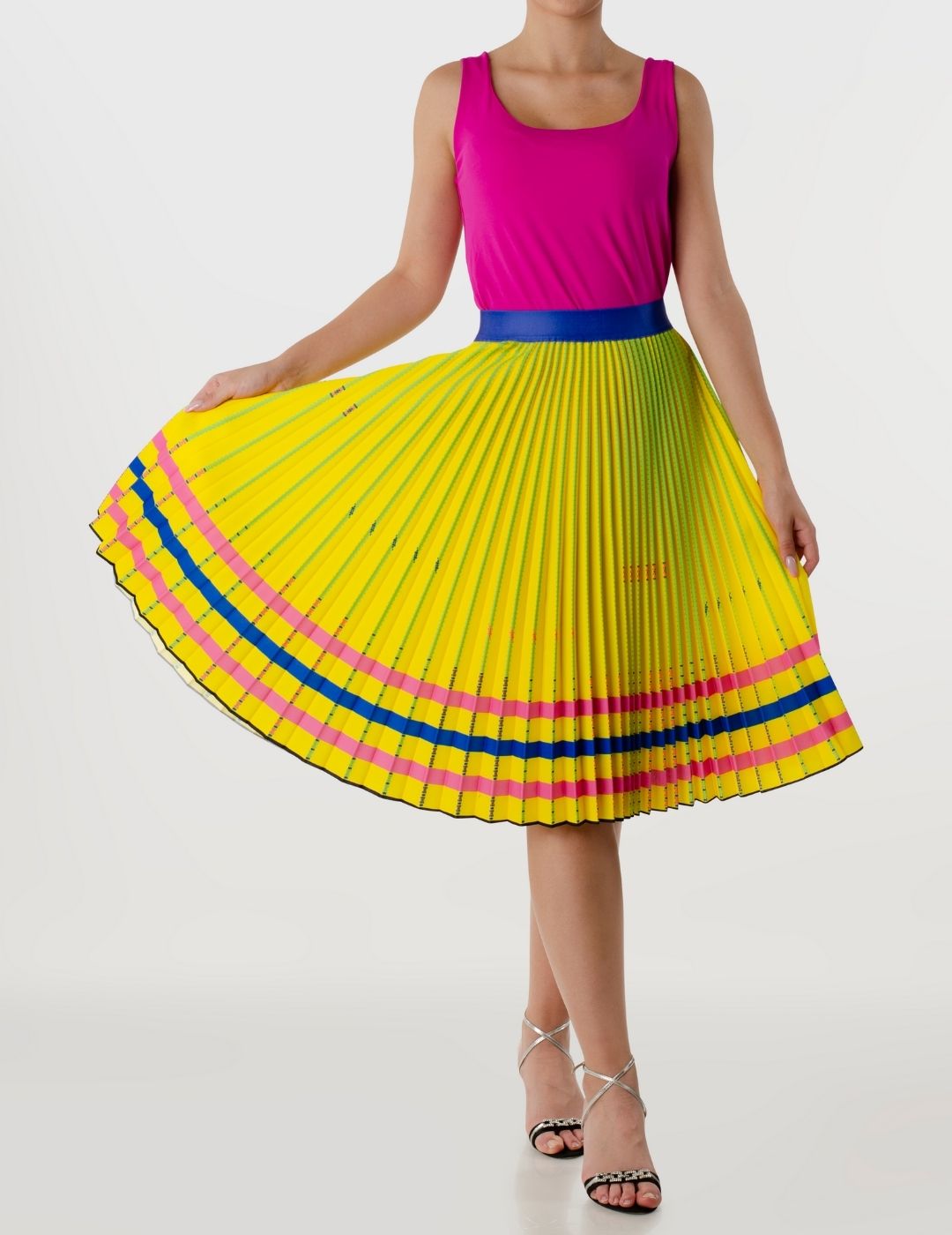 Bulgarian Heritage Pleated Skirt in Yellow