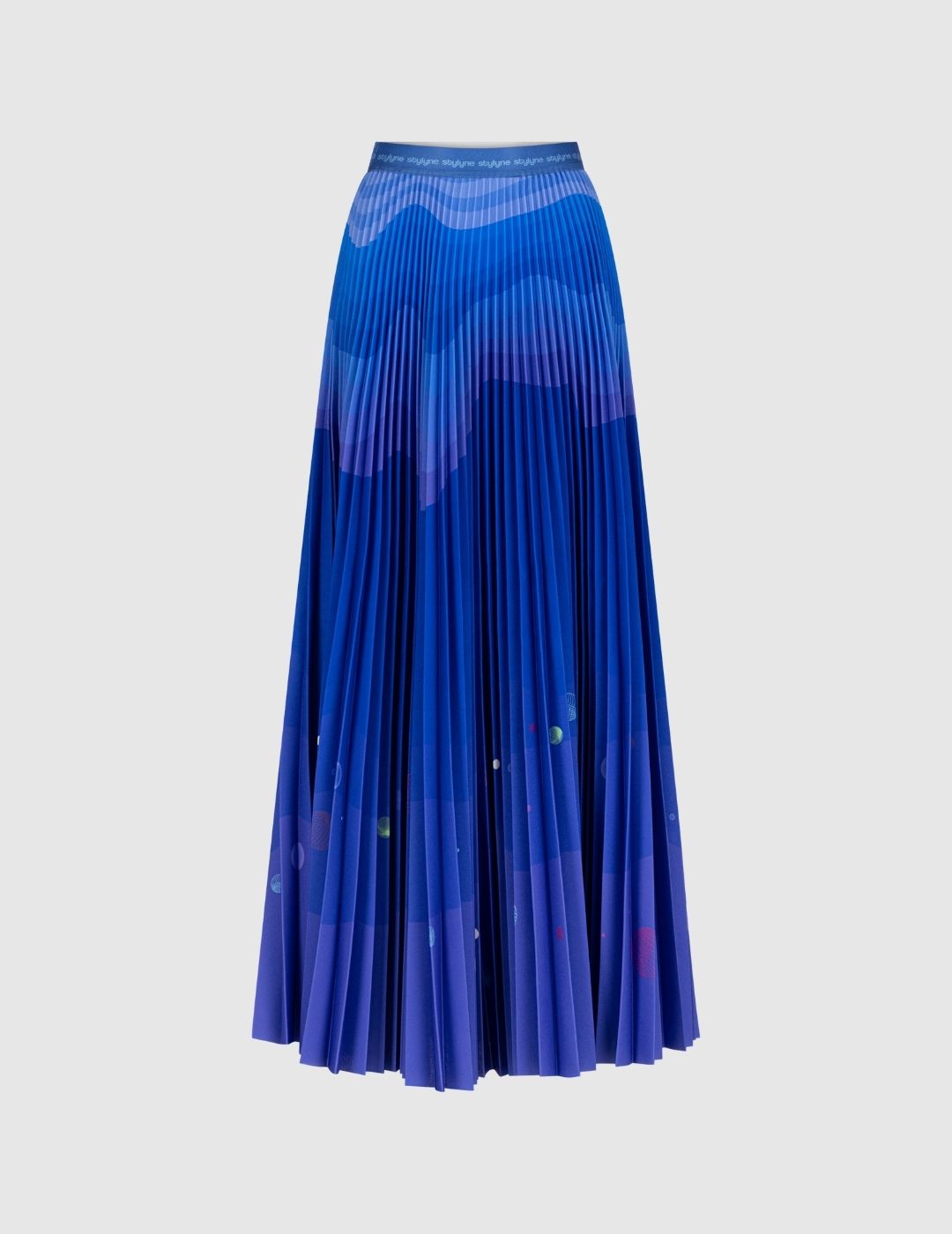 Ocean Deep Long Pleated Skirt