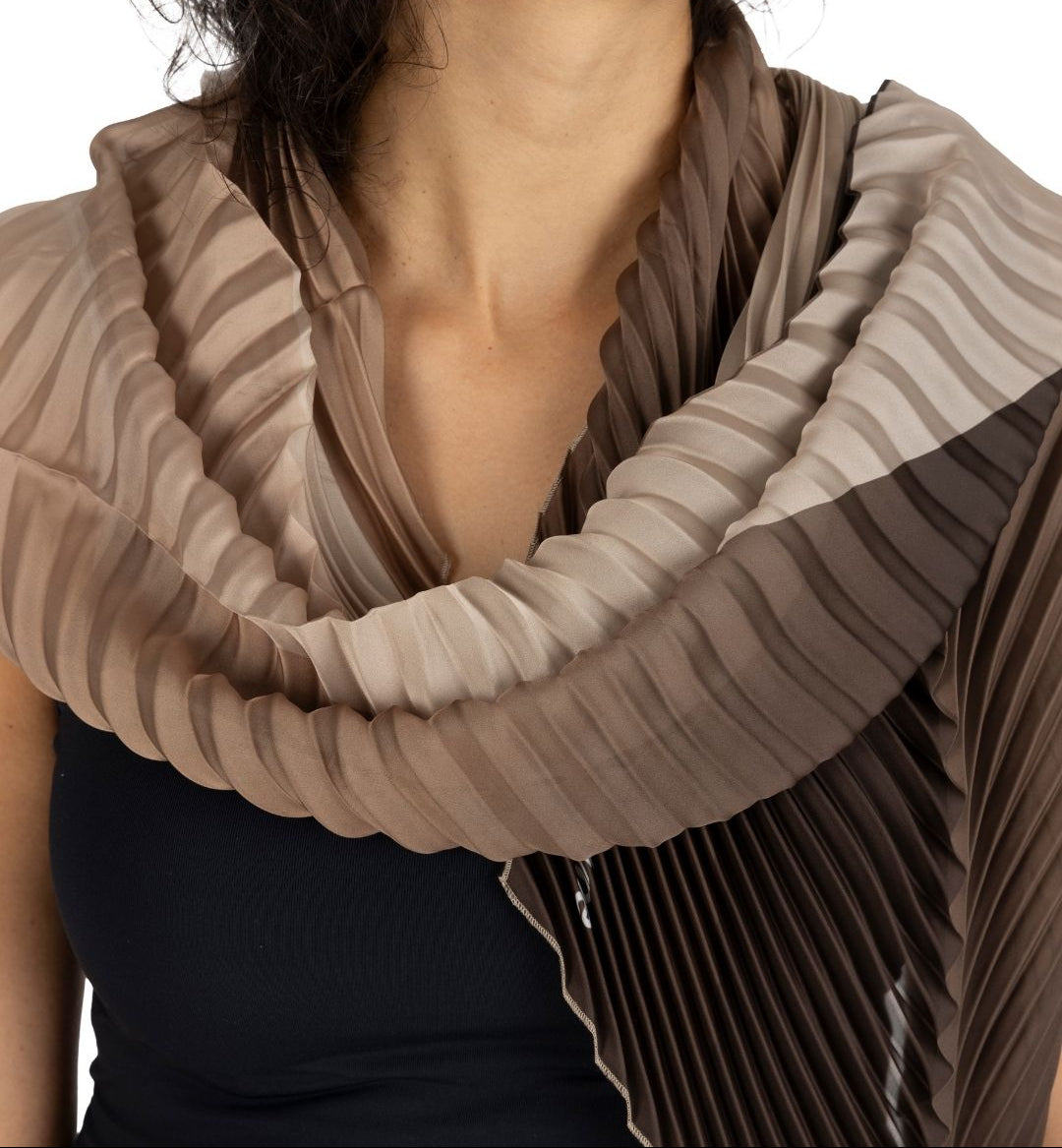 Mocha Long Pleated Scarf
