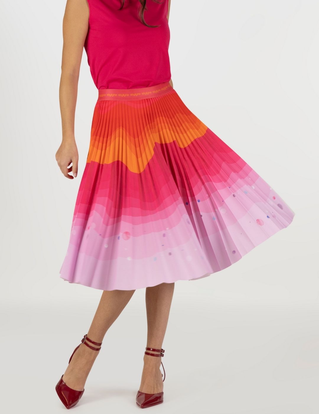 Tangerine Dusk Medium Pleated Skirt