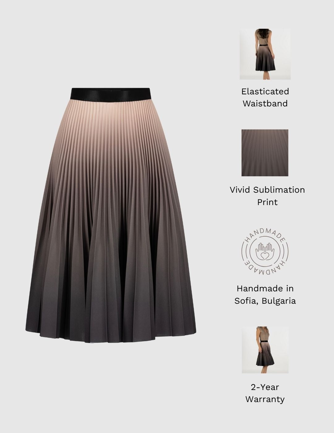 Rosewood Medium Pleated Skirt