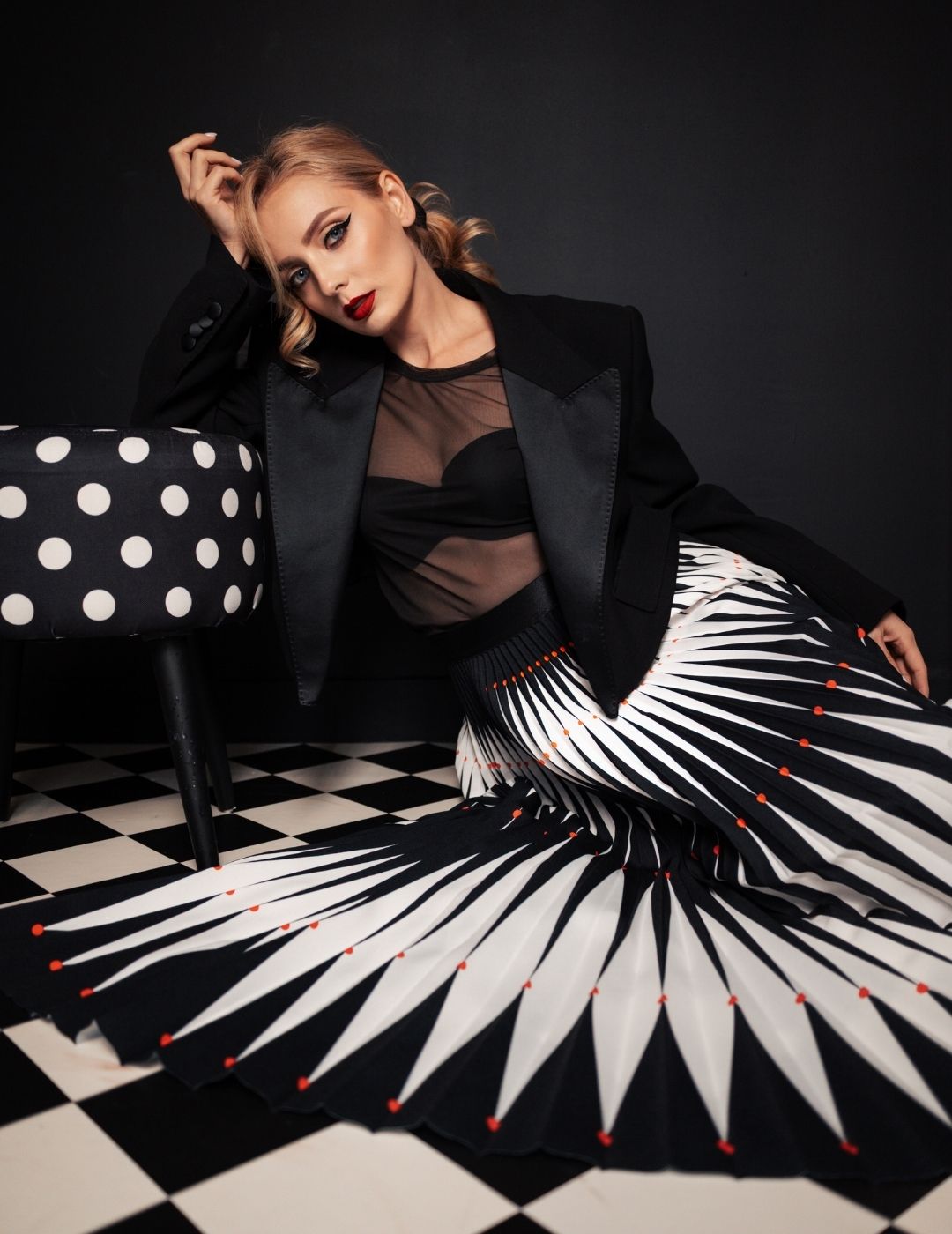 Harlequin Long Pleated Skirt