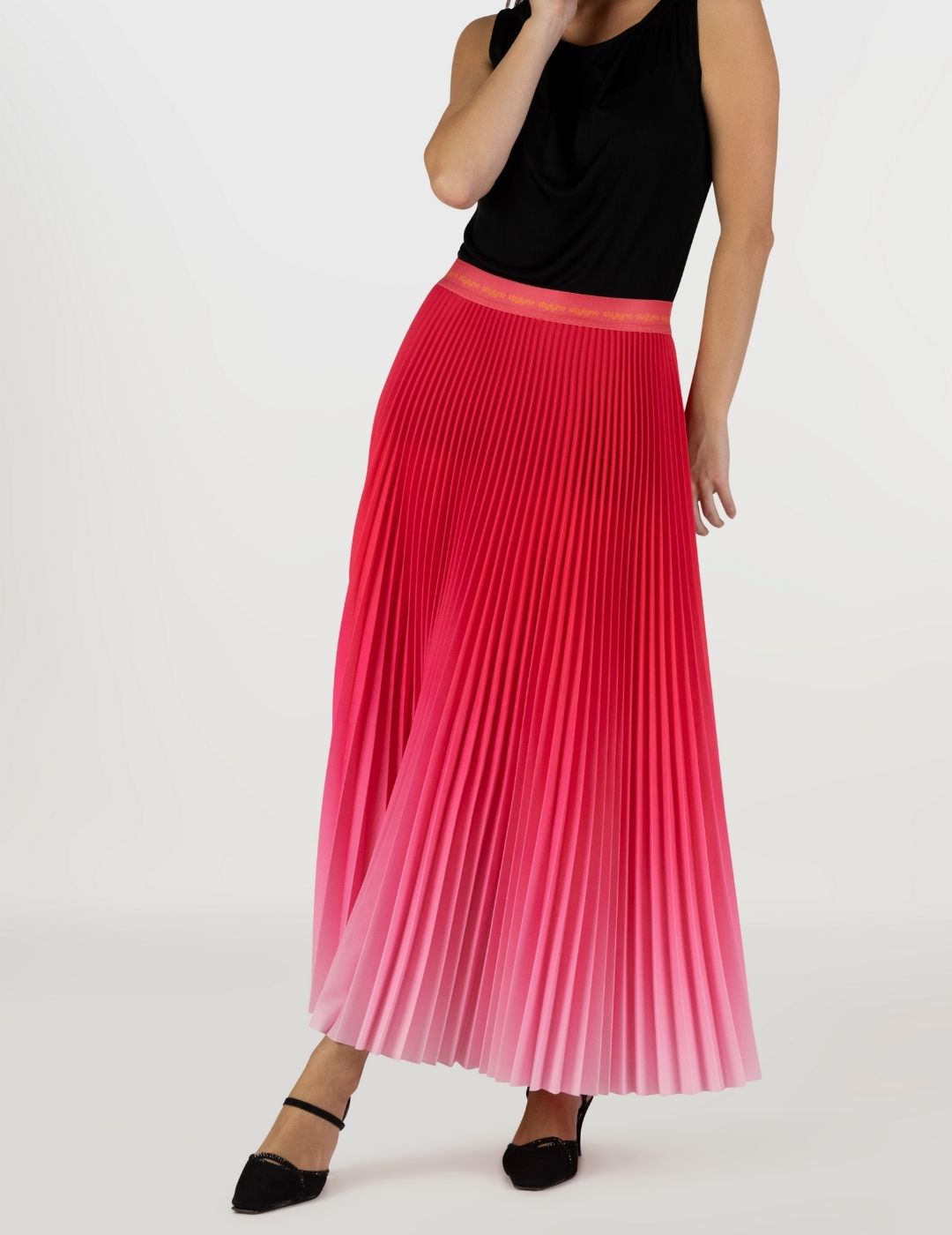 Pony Pink Ombre Long Pleated Skirt