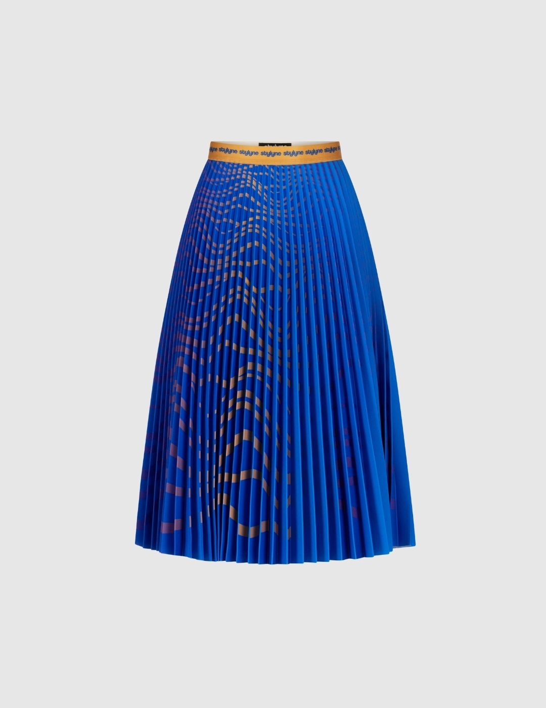 3D Magic Golden Waves Medium Pleated Skirt