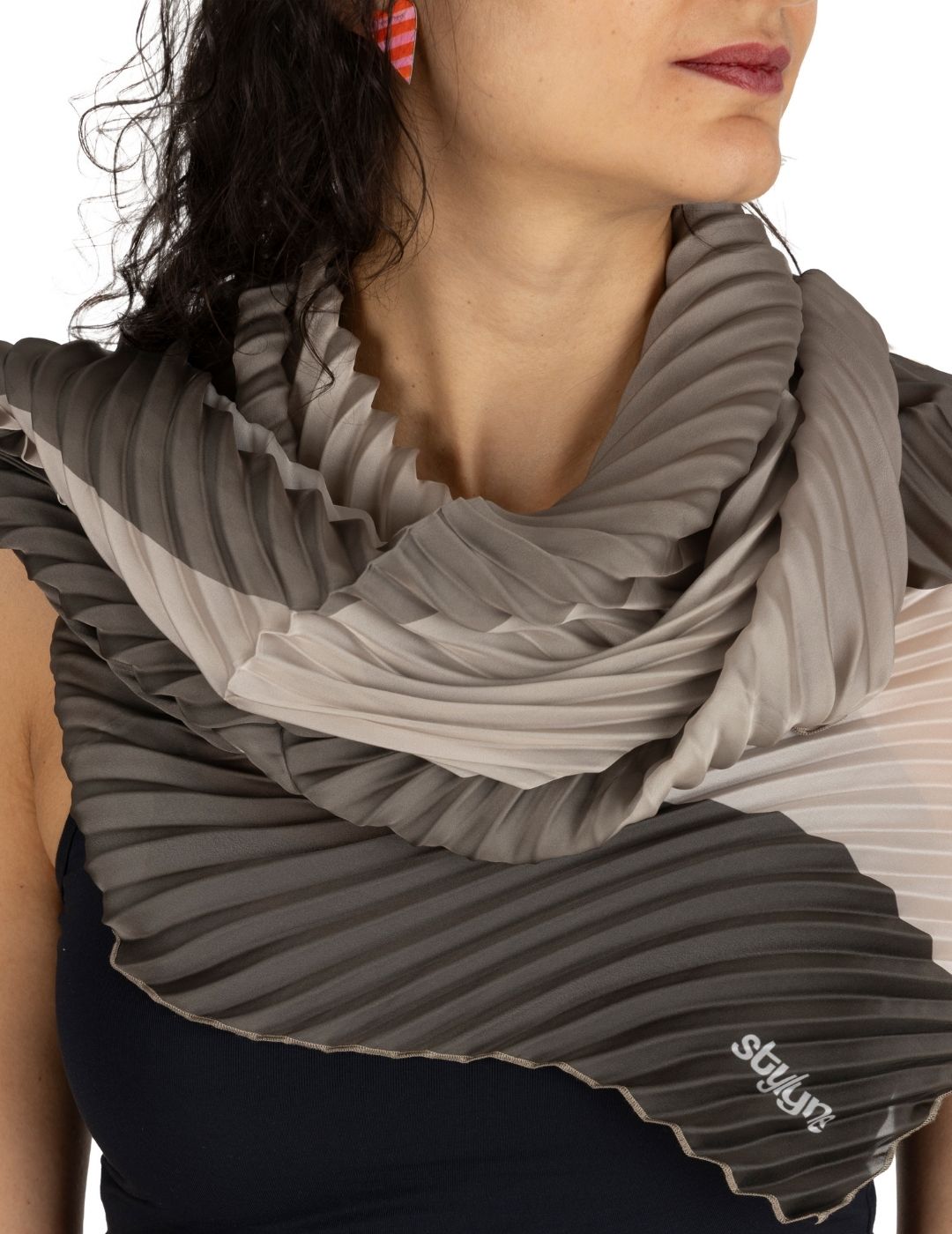 Rosewood Long Pleated Scarf