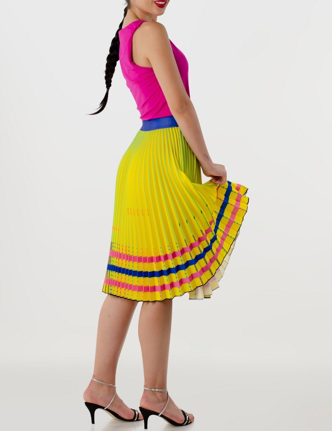 Bulgarian Heritage Pleated Skirt in Yellow