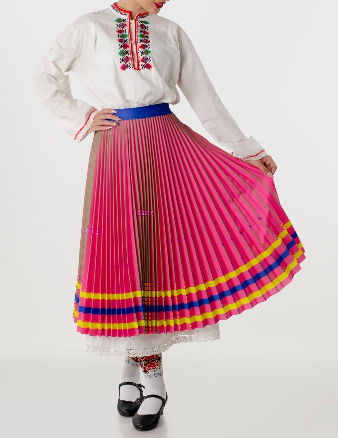 Bulgarian Pink Heritage Pleated Skirt