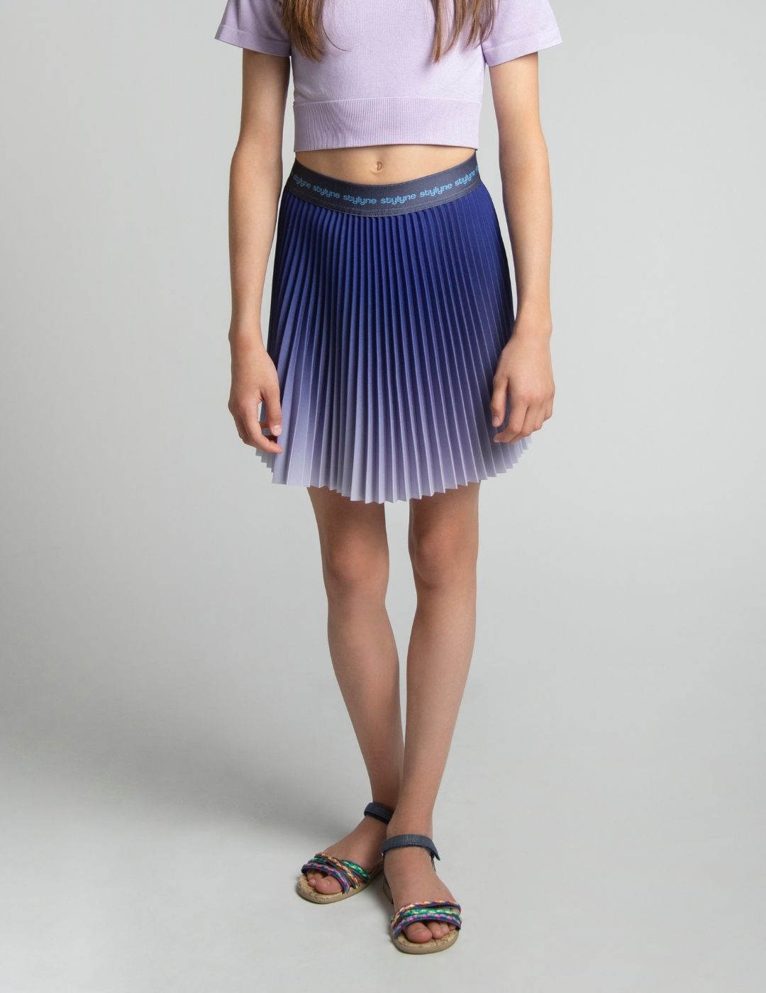 Purple Ink Ombre Children's Short Pleated Skirt