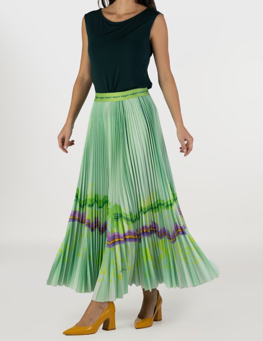 Spring Violet Long Pleated Skirt