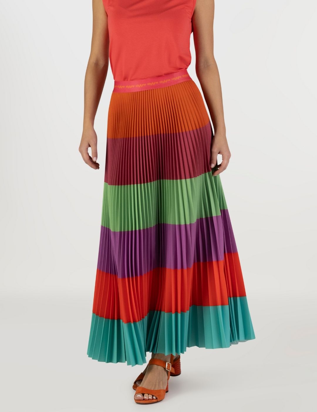 Summer Sorbet Long Pleated Skirt