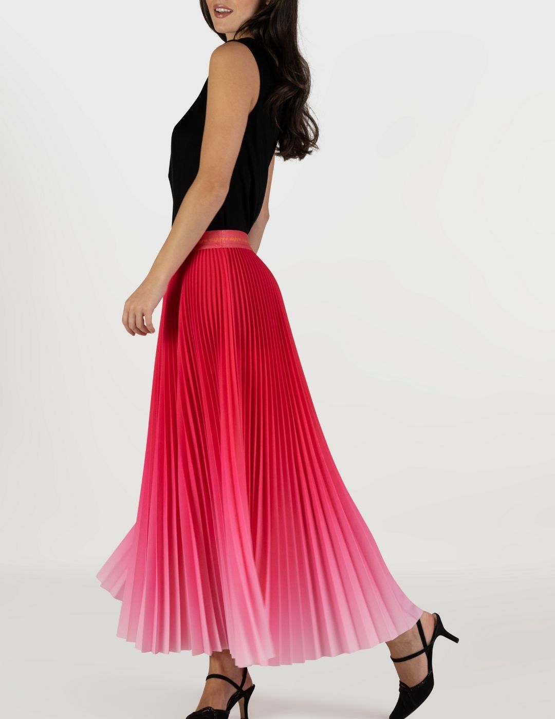 Pony Pink Ombre Long Pleated Skirt