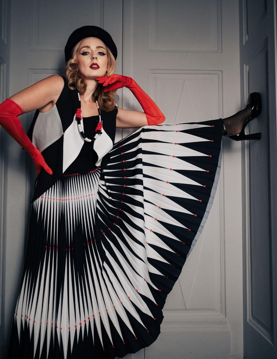 Harlequin Long Pleated Skirt