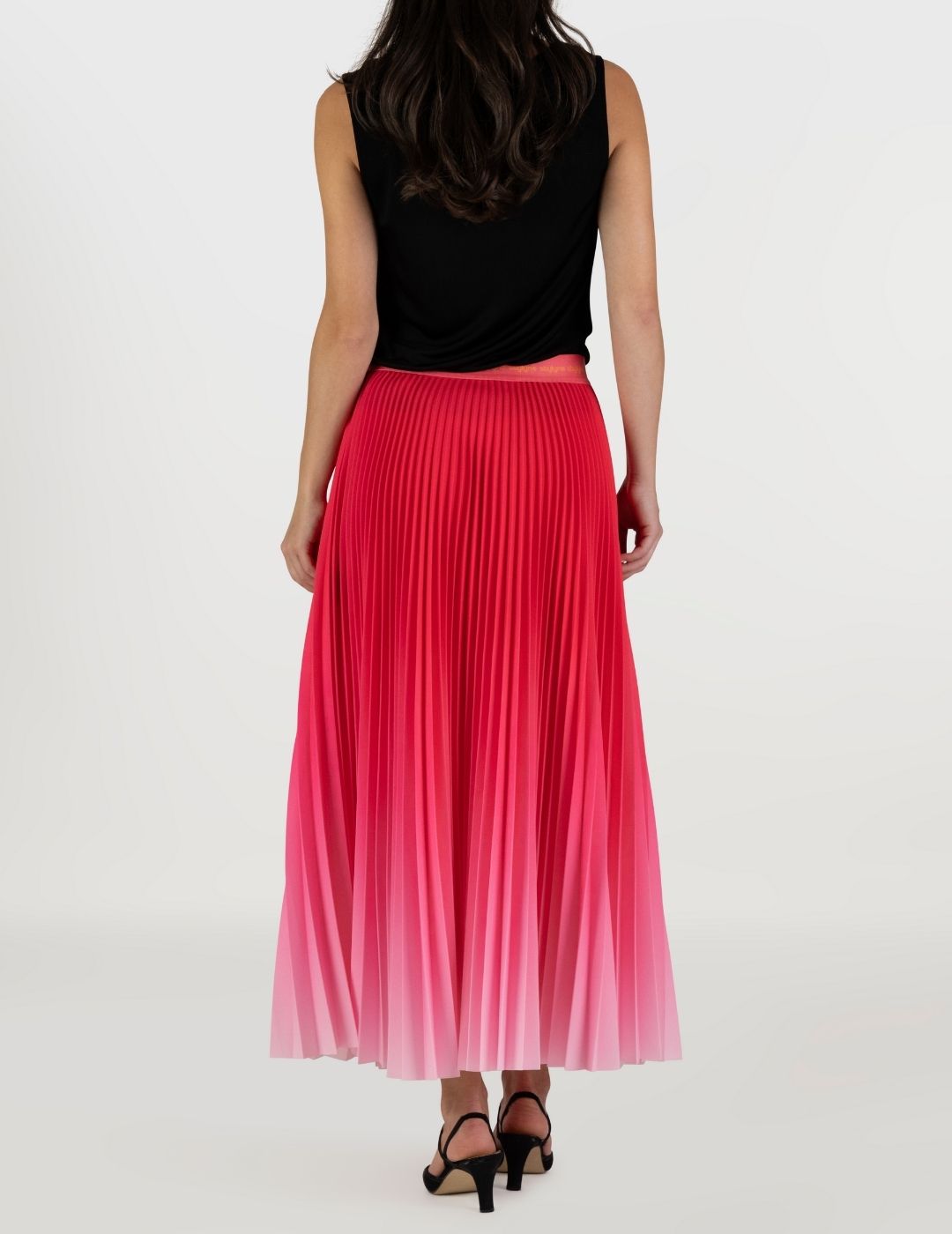 Pony Pink Ombre Long Pleated Skirt