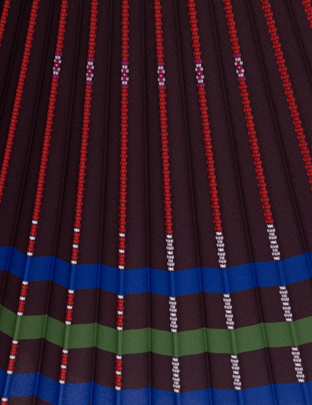 Bulgarian Heritage Pleated Skirt in Red and Burgundy