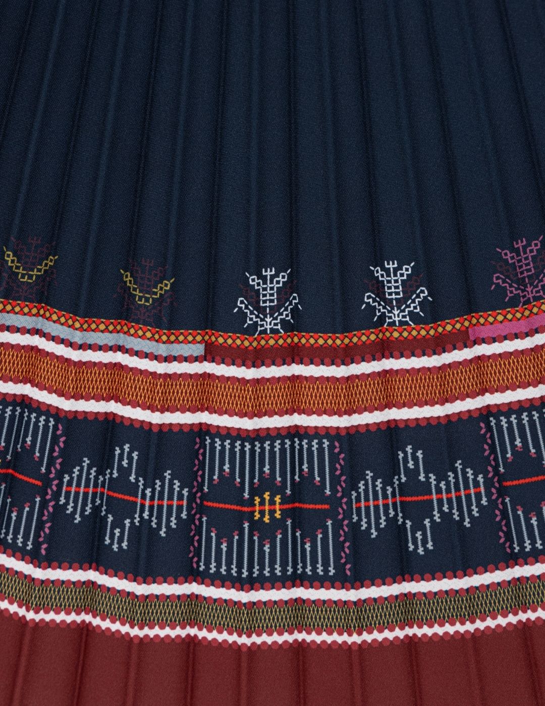 Bulgarian Heritage Pleated Skirt in Dark Blue