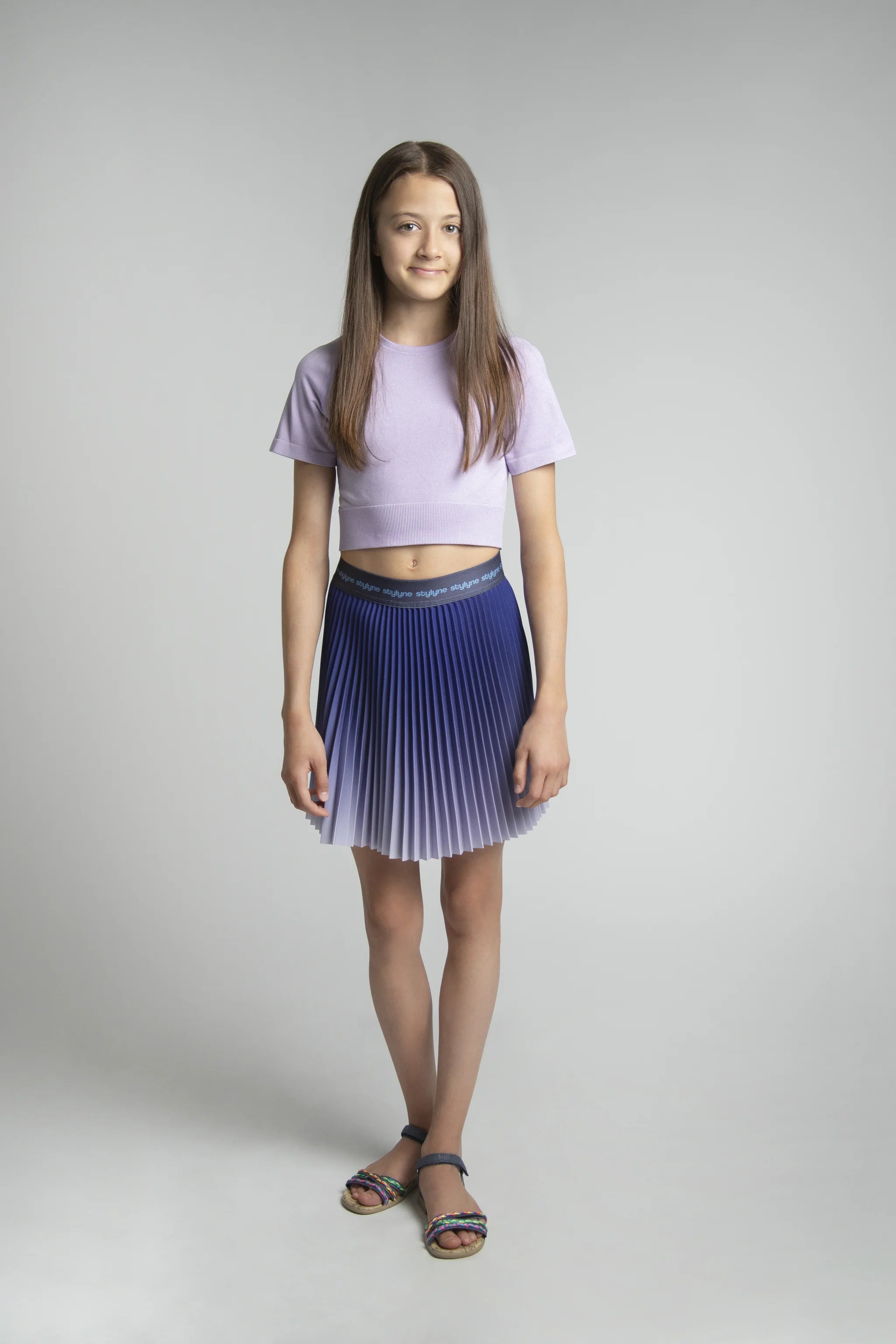 Purple Ink Ombre Children's Short Pleated Skirt