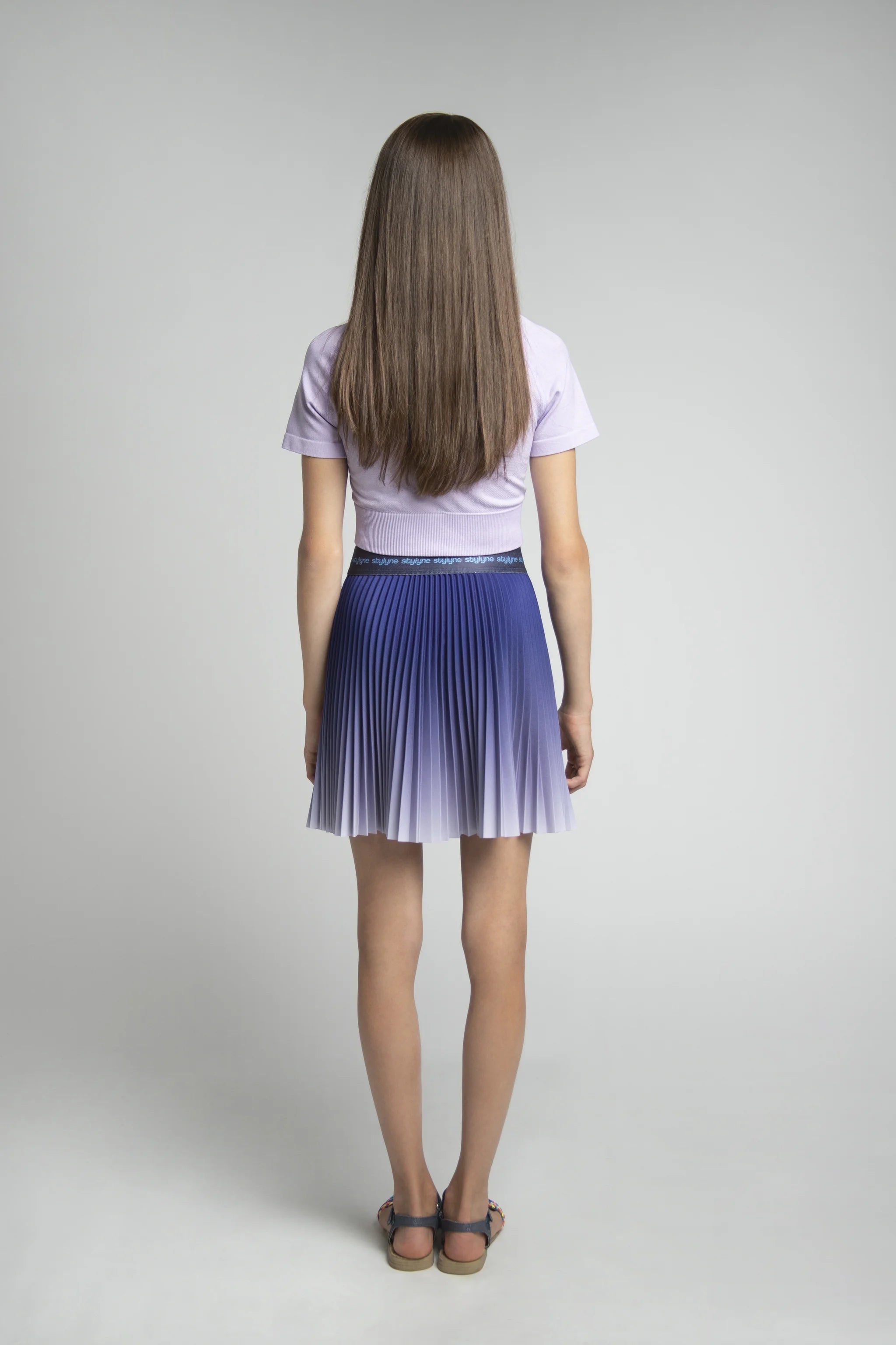 Purple Ink Ombre Children's Short Pleated Skirt