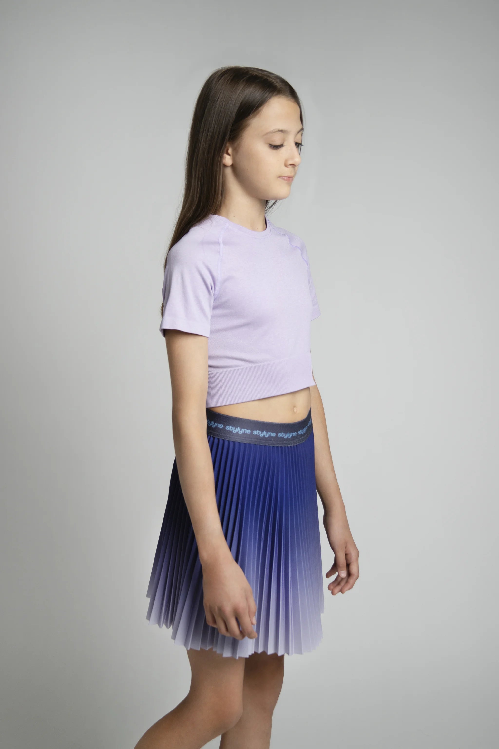 Purple Ink Ombre Children's Short Pleated Skirt