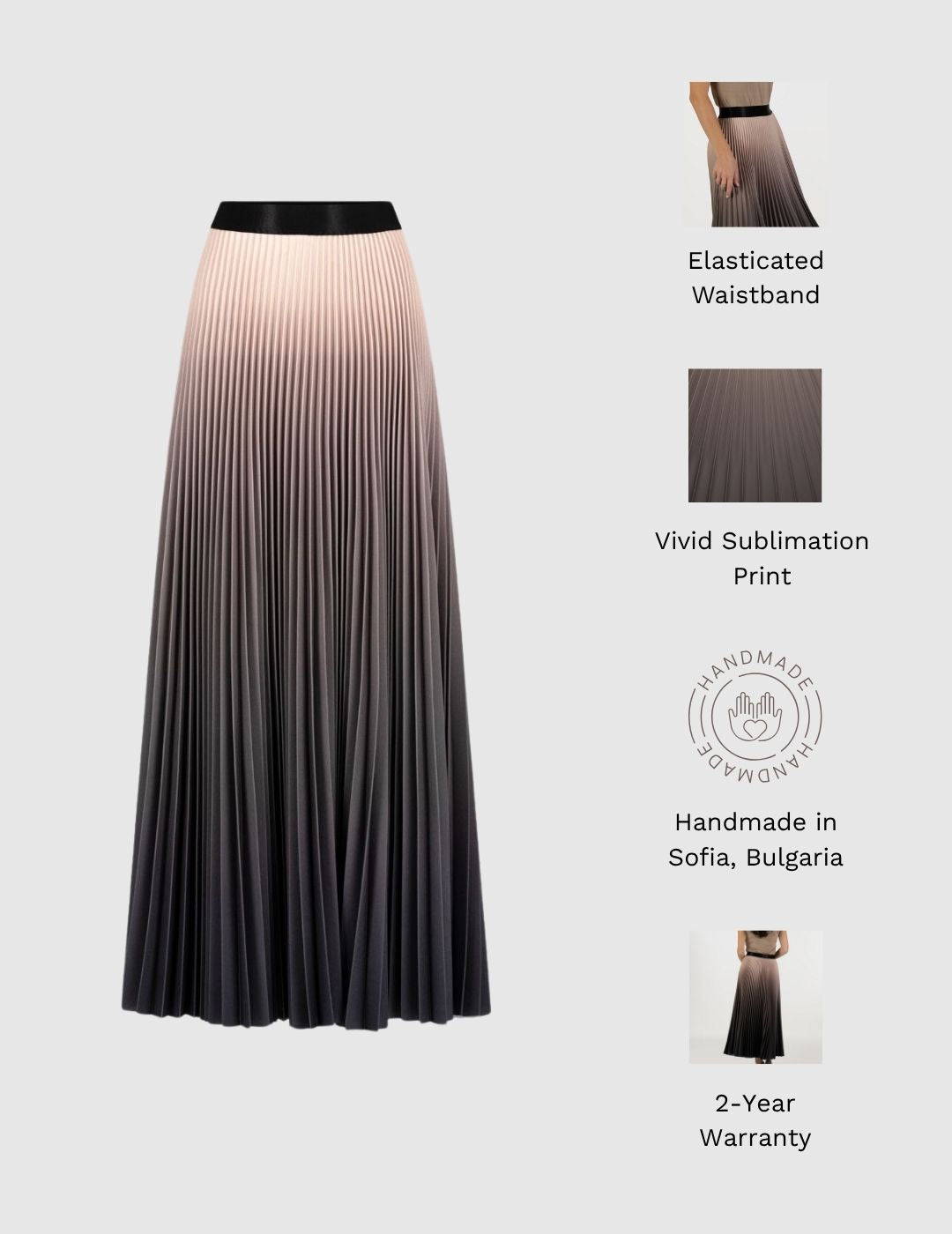 Rosewood Long Pleated Skirt