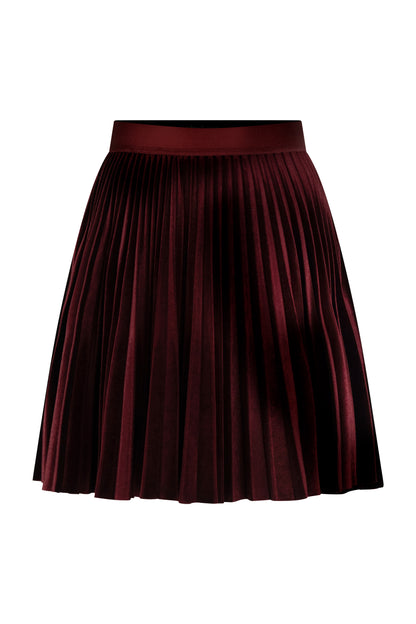 Merlot Crush Velvet Short Pleated Skirt
