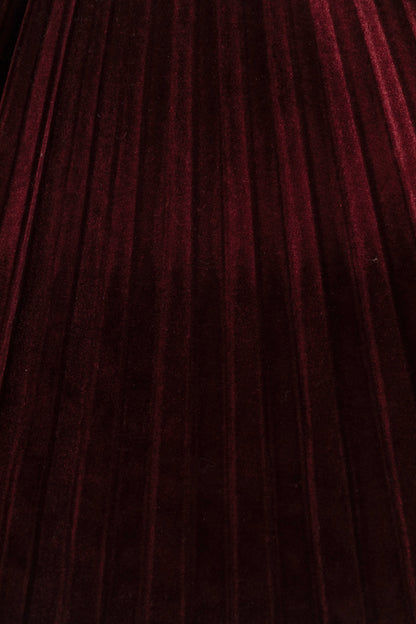 Merlot Crush Velvet Short Pleated Skirt