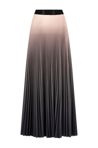 Rosewood Ombre Long Pleated Skirt