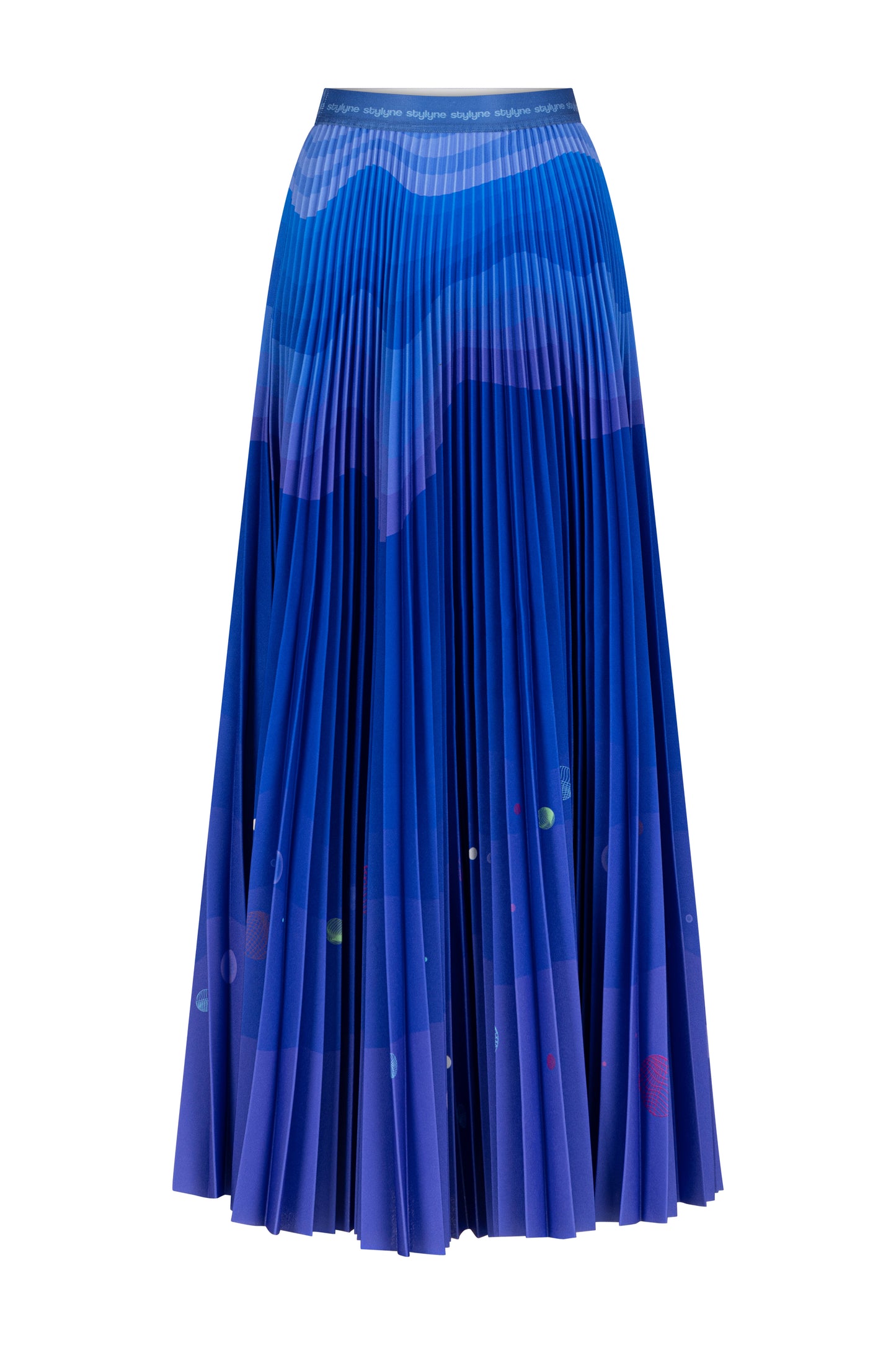 Ocean Deep Long Pleated Skirt