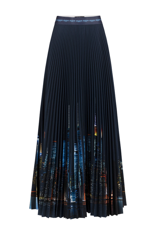 NY Skyline Long Pleated Skirt