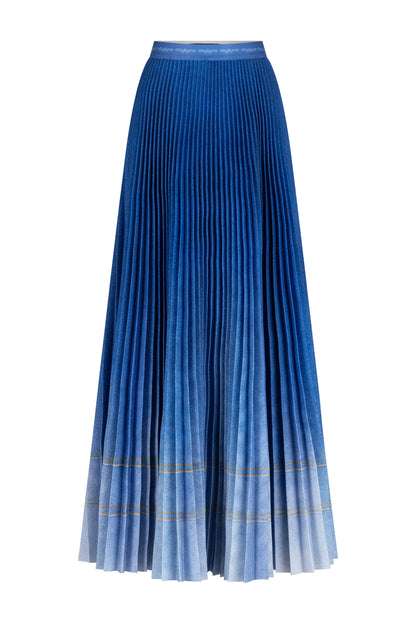 Denim Wannabe Long Pleated Skirt