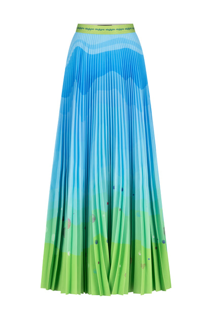 Copacabana Delight Long Pleated Skirt