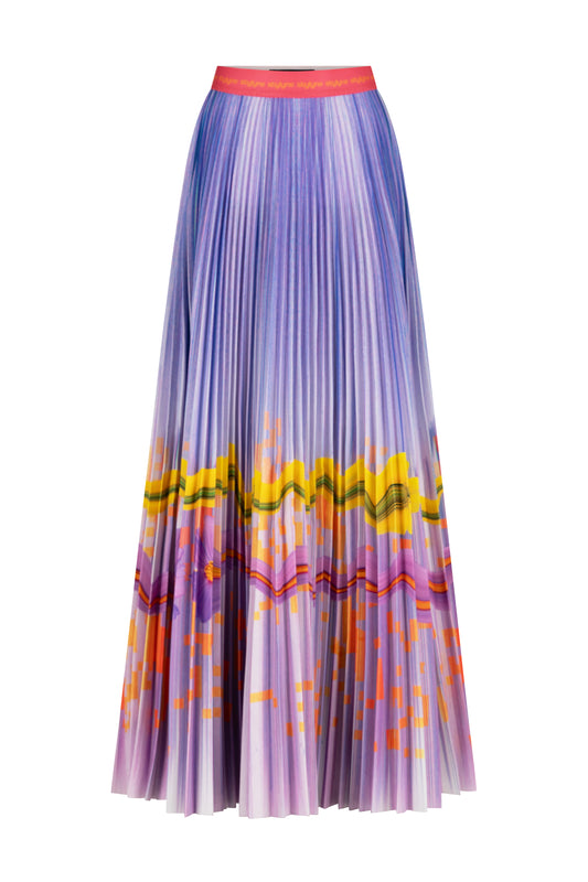 Autumn Violet Long Pleated Skirt