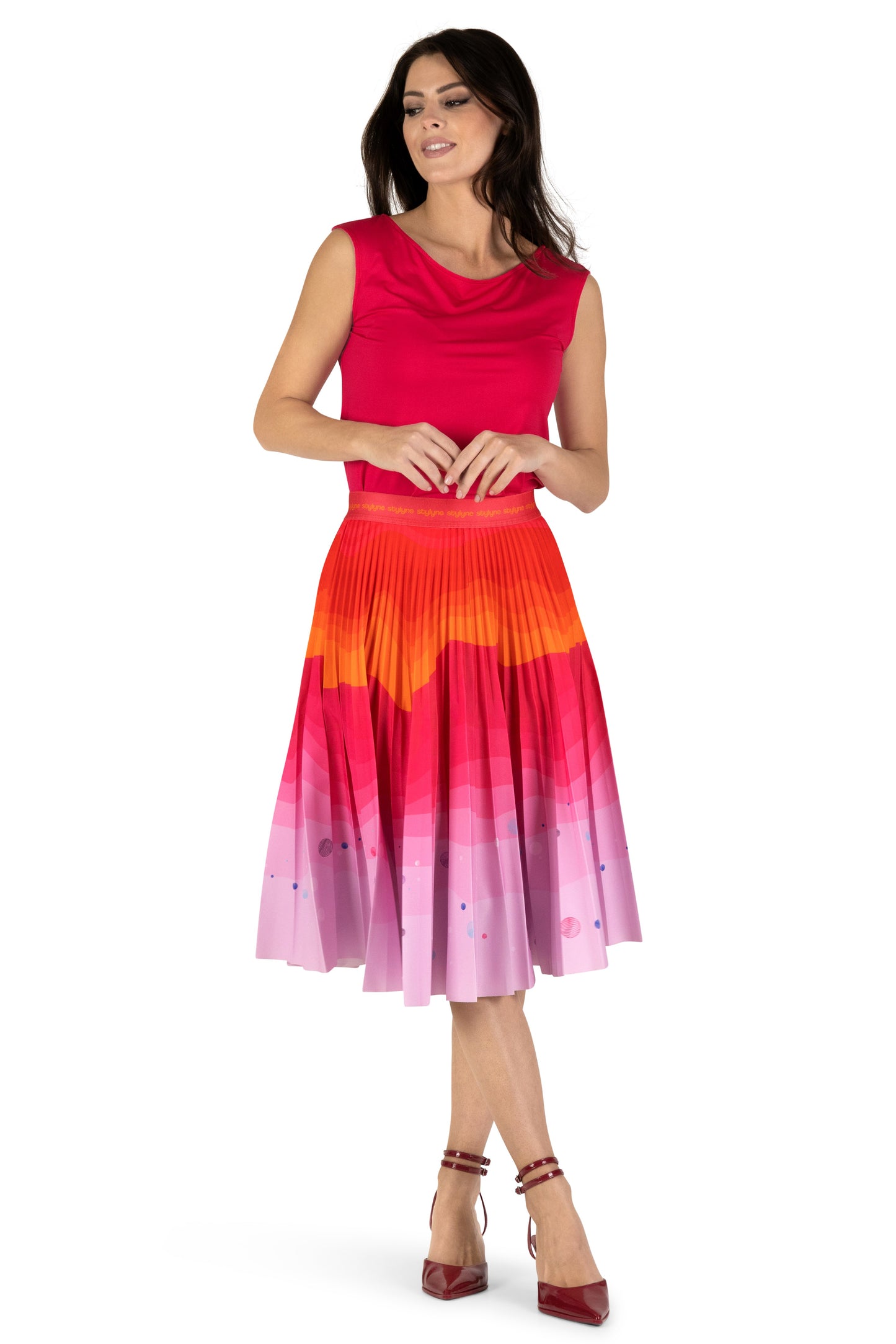 Tangerine Dusk Medium Pleated Skirt