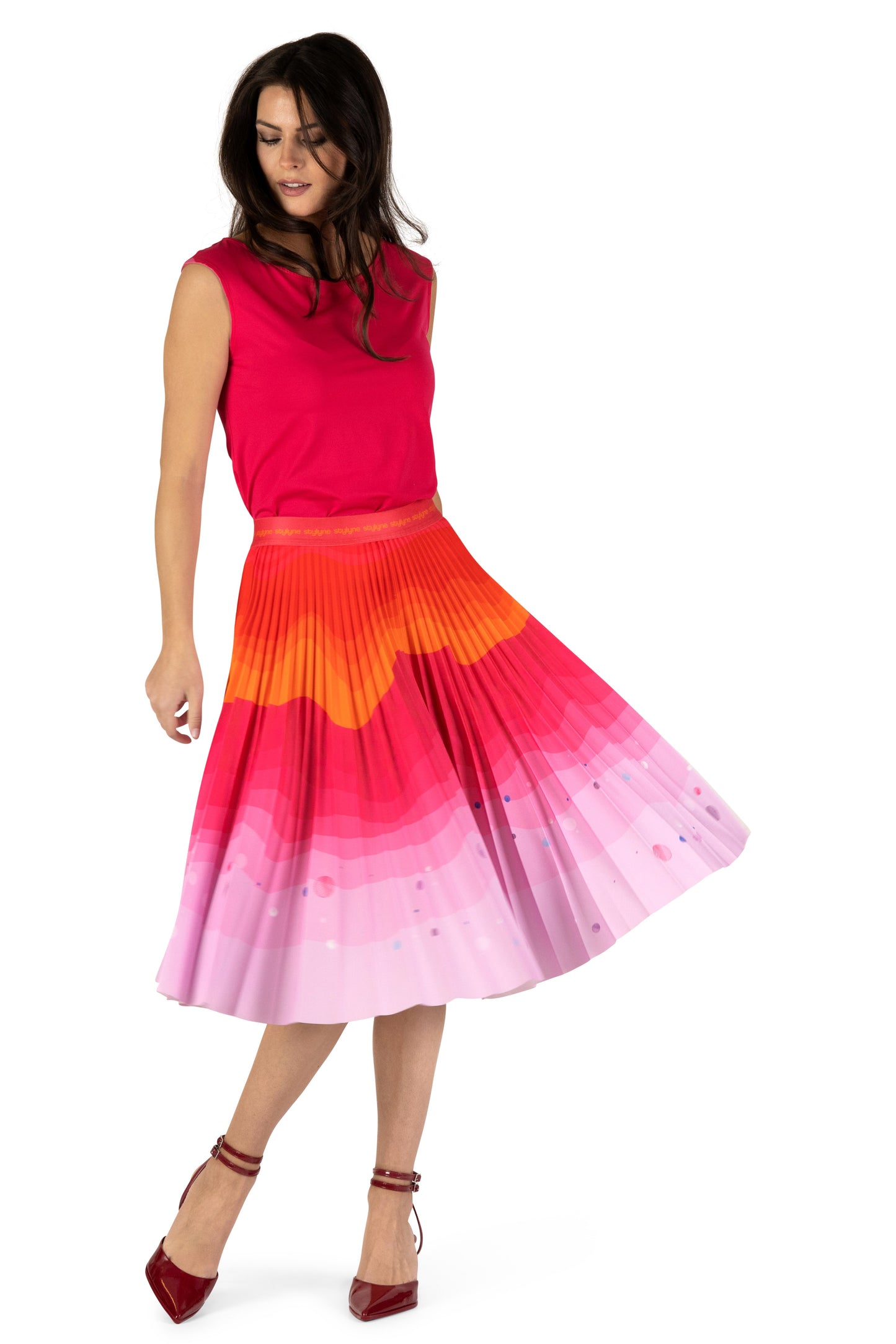 Tangerine Dusk Medium Pleated Skirt