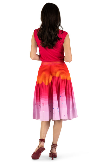 Tangerine Dusk Medium Pleated Skirt