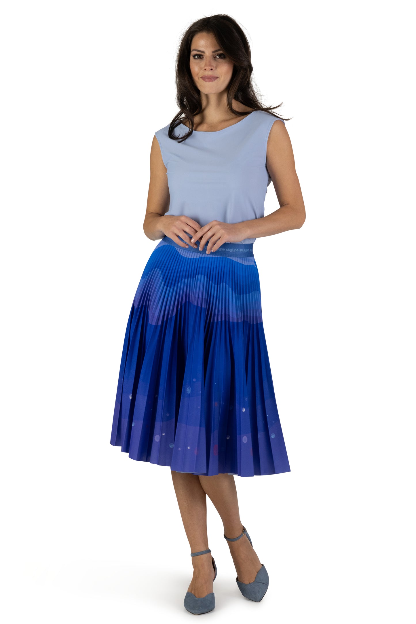 Ocean Deep Medium Pleated Skirt