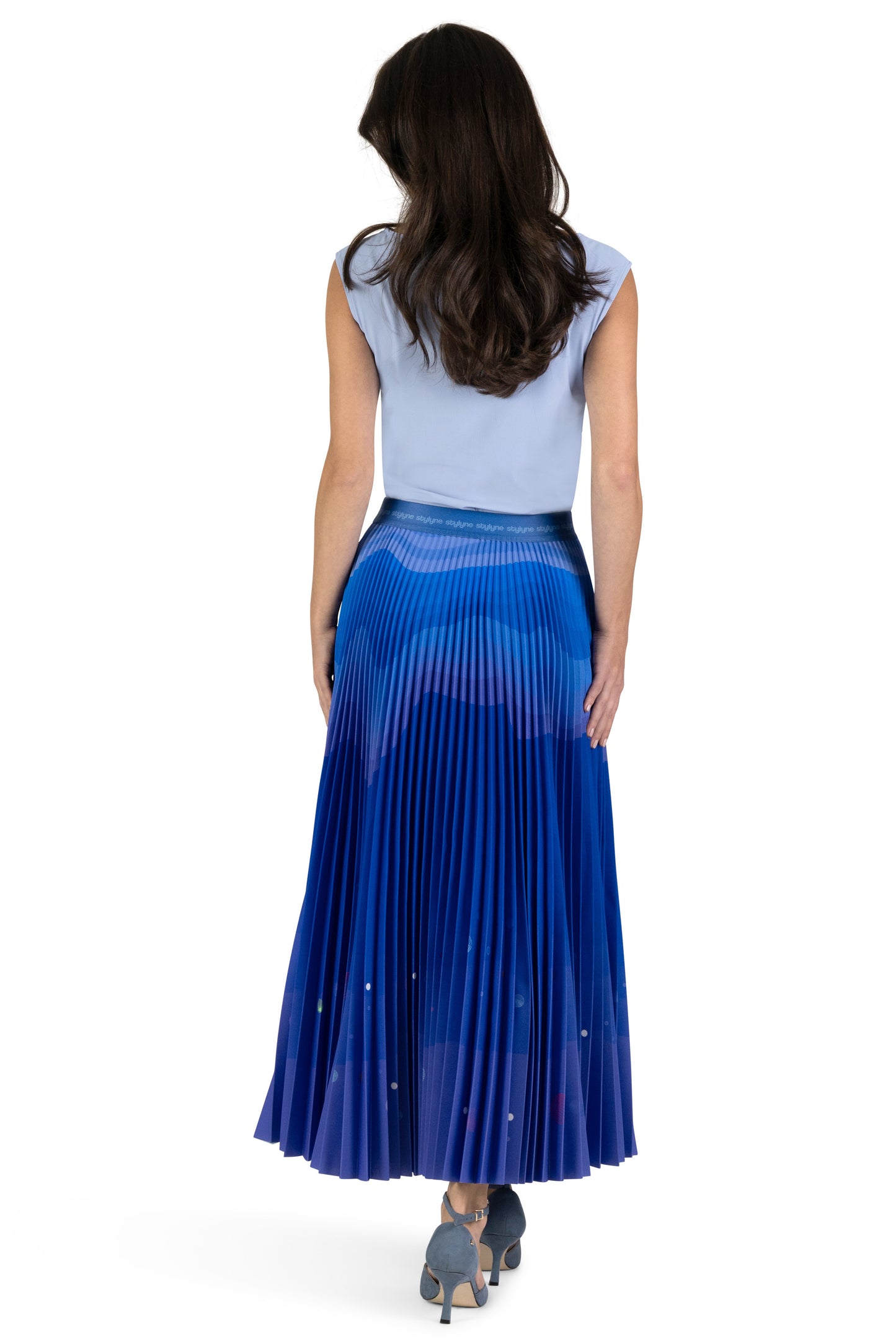 Ocean Deep Long Pleated Skirt