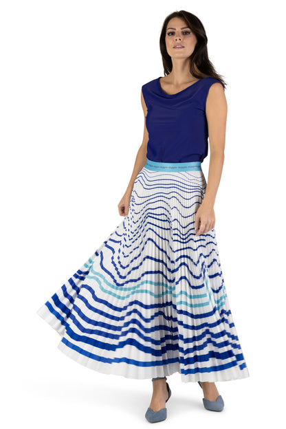 Arctic Ocean Long Pleated Skirt