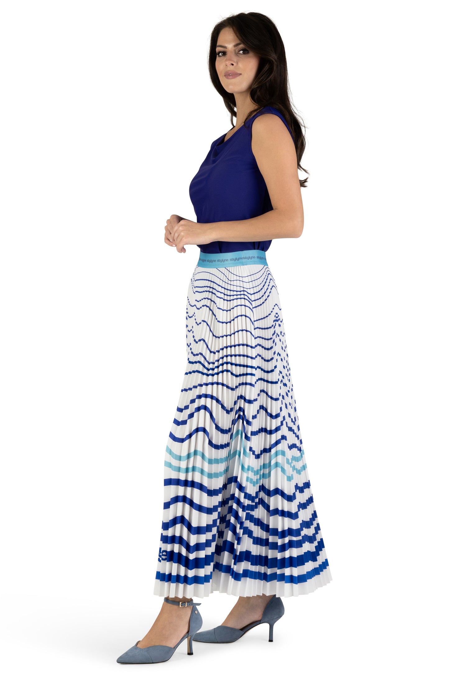 Arctic Ocean Long Pleated Skirt