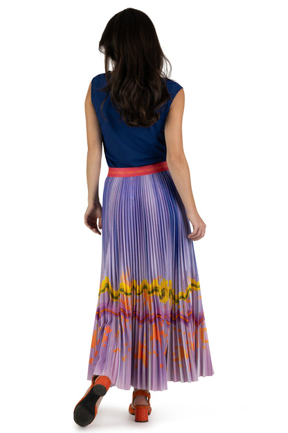 Autumn Violet Long Pleated Skirt